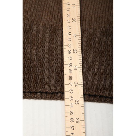 Vintage USGI Military Sweater Mens Large Brown 100% Wool Henley Pullover 90s - Picture 8 of 9